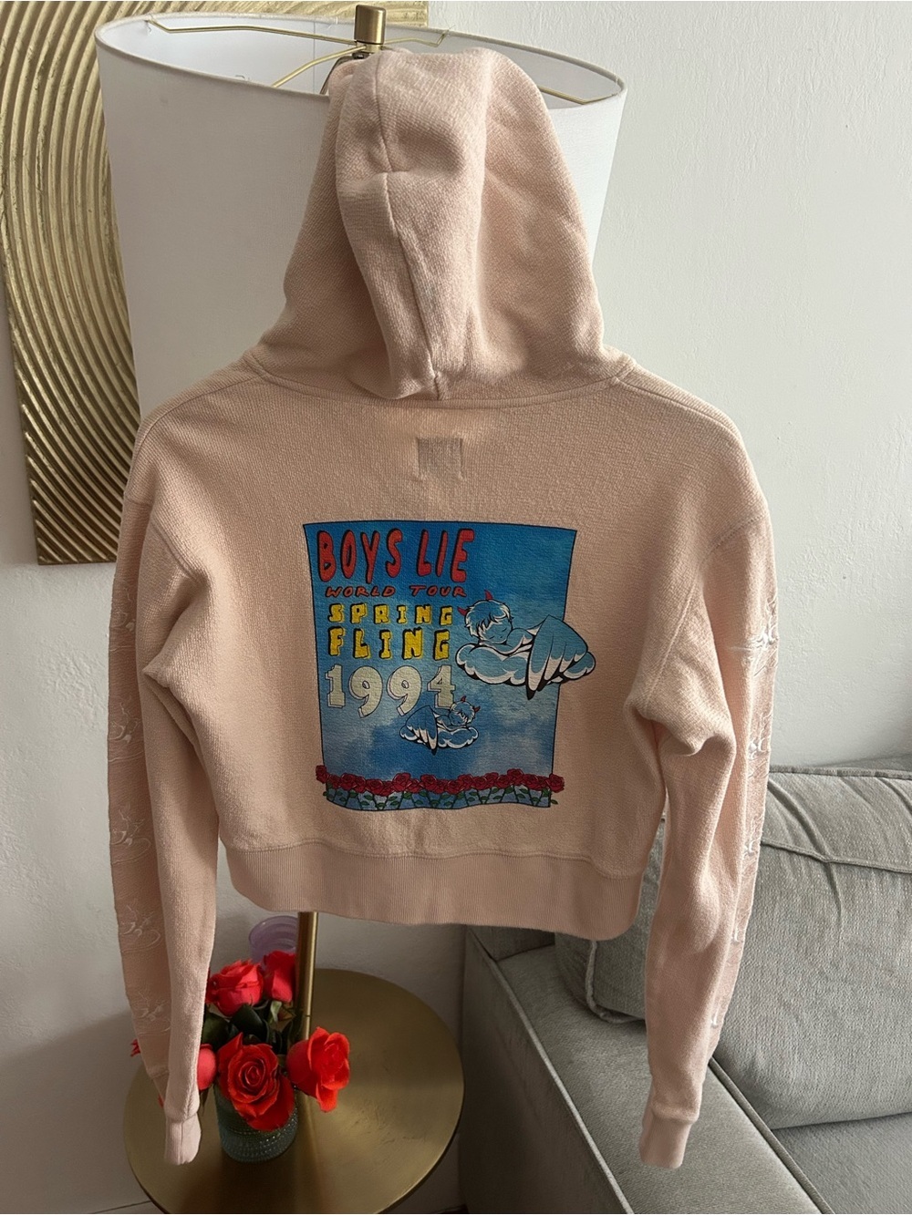 Boys Lie Word Tour Beige Cropped Hoddie XS - Picture 4 of 11